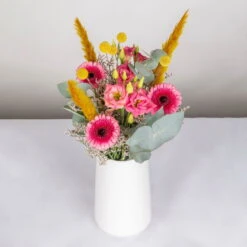 Gemischter Blumenbund 'Glücksrausch' Inkl. Gratis Grußkarte -Compo Geschaft 1025700004 DIY Mixbund Gluecksrausch Gerbera Lisi Euka Statice Crasp Fluffy 2 94528